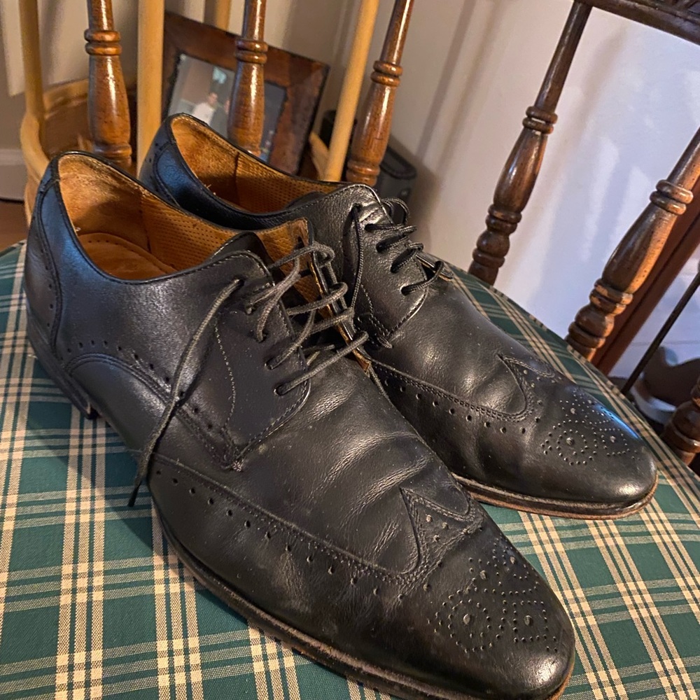 Cole Haan, NikeAir, Black Men's Wingtip Dress Shoes